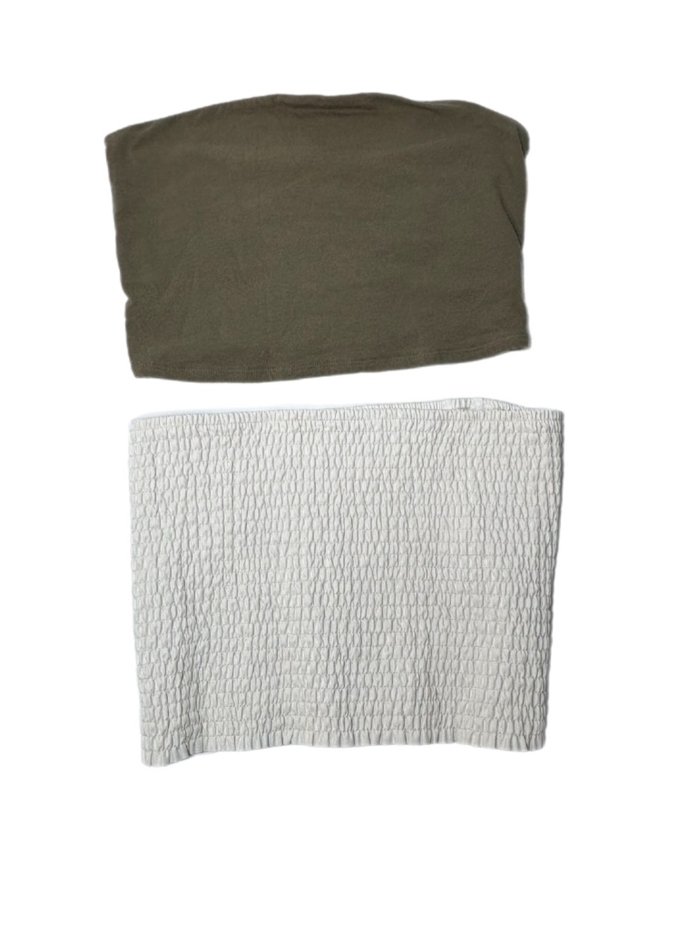 Set of 2 Tube Tops 
Textured White Tube Top
Green cotton blend Tube T